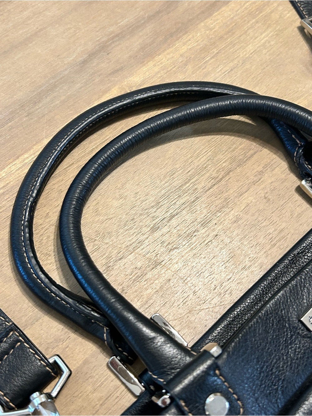 Black Leather Purse Bag Franklin Covey Briefcase Work Tote Shoulder Bag Business - Picture 10 of 16